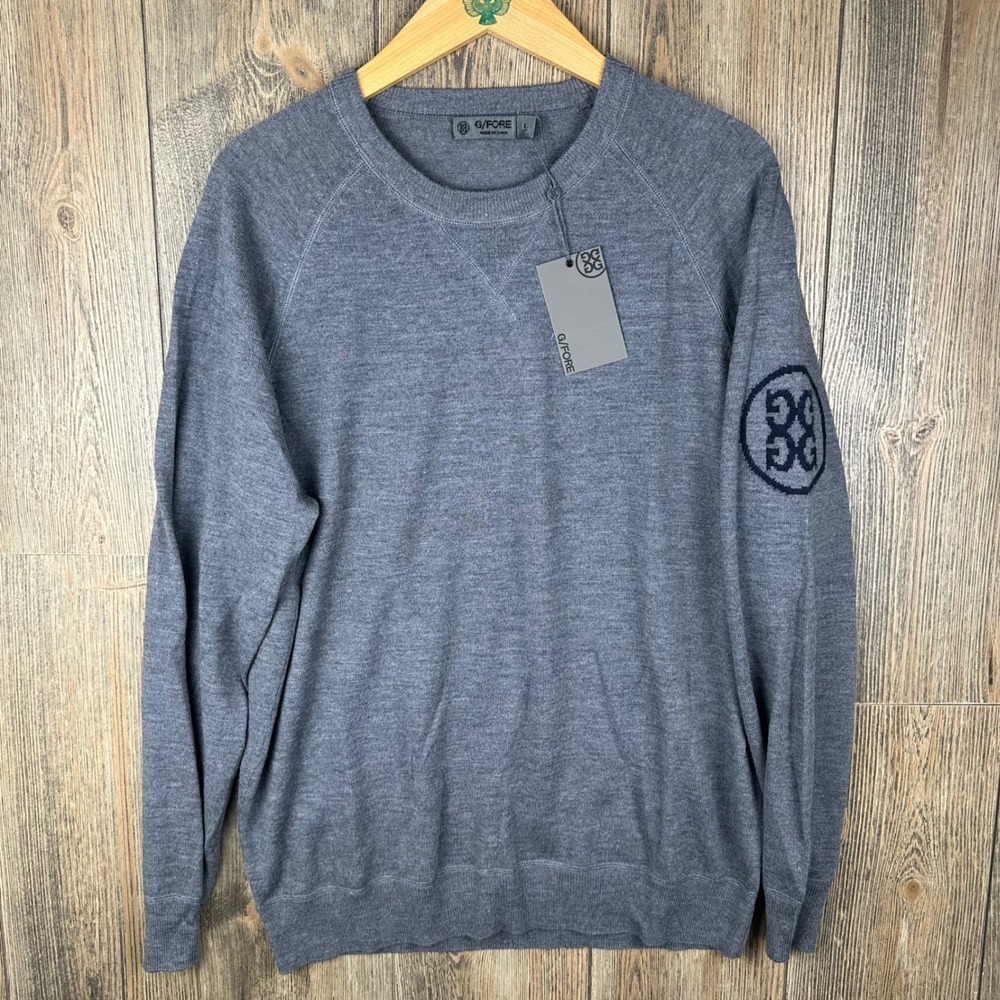 G/FORE Mens Merino Wool Crewneck Golf Sweater Heather Grey G4MF20S11 Large NEW